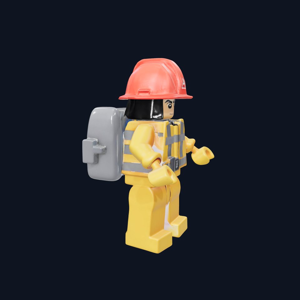 Firefighter Minifigure Rigged and Animated D Model
